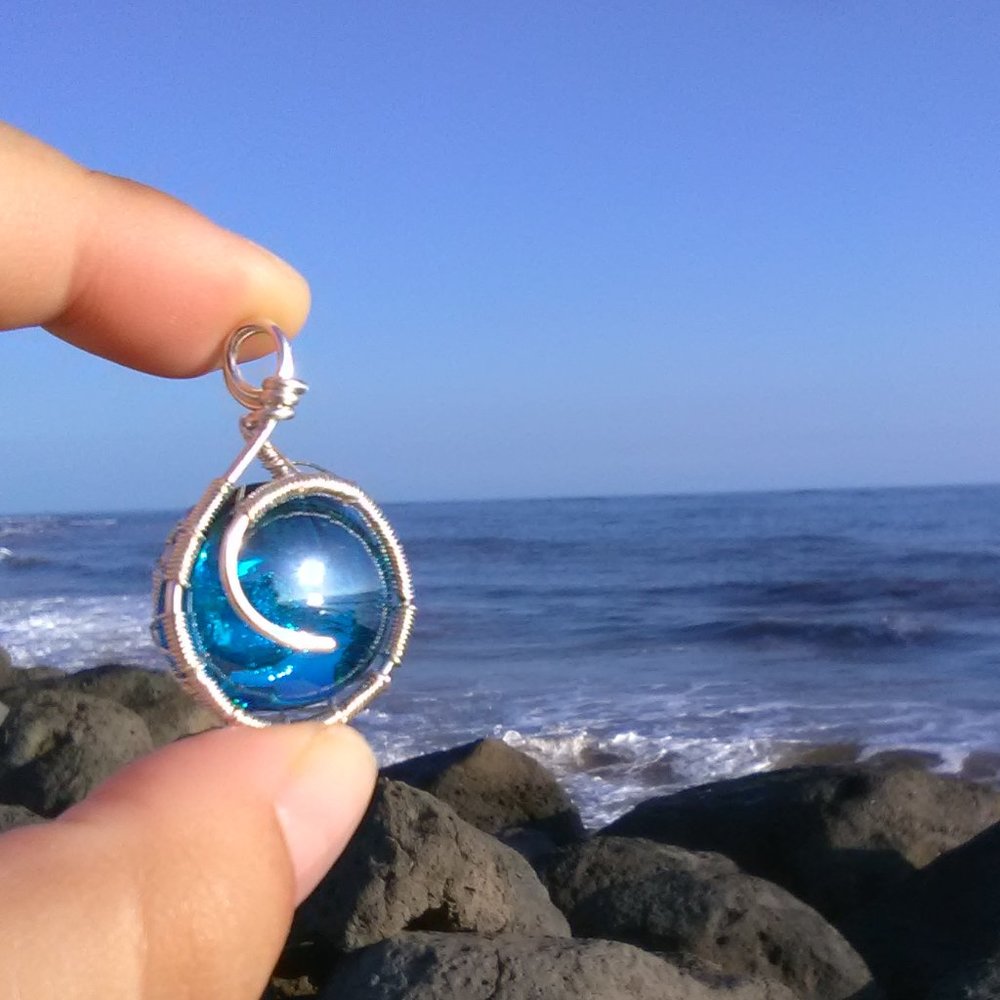 Silver Wrapped Turquoise Ocean Necklace